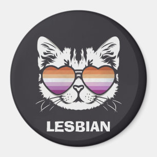 Cool kat met lesbische vlag bril grappig sapphic magneet