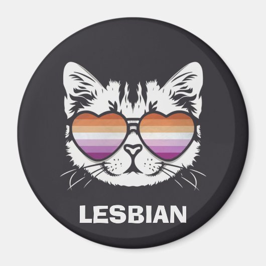 Cool kat met lesbische vlag bril grappig sapphic magneet (Voorkant)