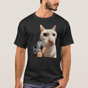 Cool kat met pistool Funny Meme t-shirt