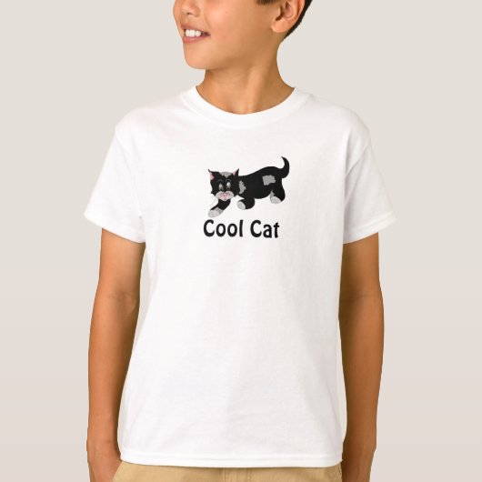 Cool Kat - Zwart en Grijs T-shirt (Voorkant)