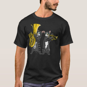 Cool katten spelen funky jazz muziek tuba en tromp t-shirt