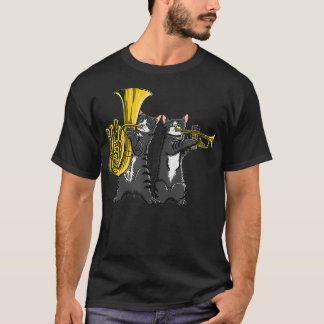 Cool katten spelen funky jazz muziek tuba en tromp t-shirt