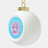 Cool Kawaii Christmas Gamer Meisje Hond in Blauwe  Keramische Bal Ornament (Rechts)
