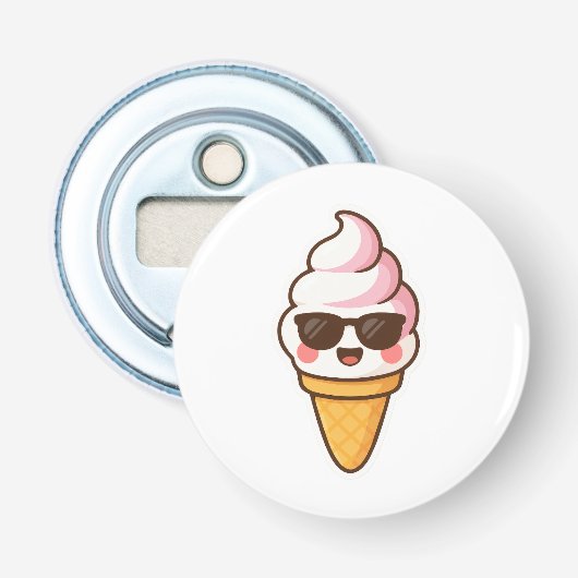 Cool Kawaii Ice Cream Button Flesopener (Voorkant)