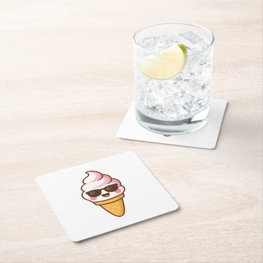 Cool Kawaii Ice Cream Kartonnen Onderzetters (Insitu)