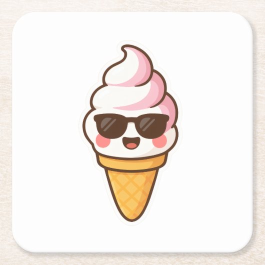 Cool Kawaii Ice Cream Kartonnen Onderzetters (Voorkant)