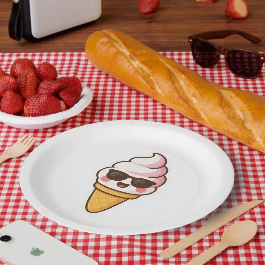 Cool Kawaii Ice Cream Papieren Bordje (Picknick)