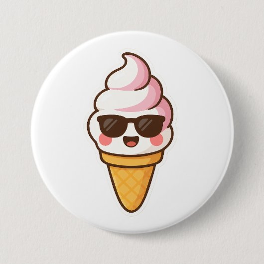 Cool Kawaii Ice Cream Ronde Button 7,6 Cm (Voorkant)