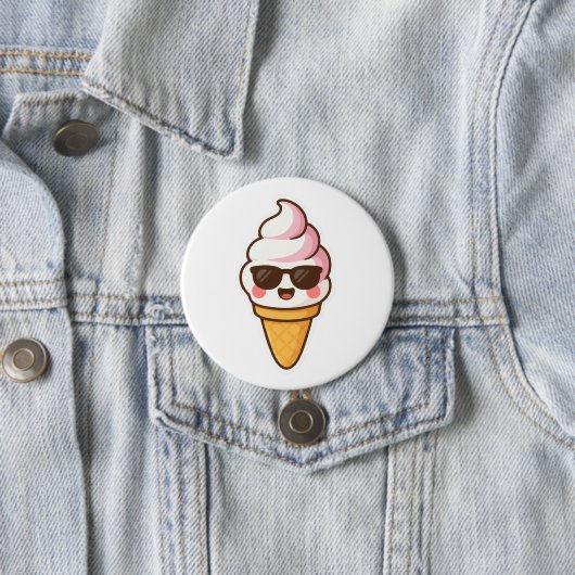 Cool Kawaii Ice Cream Ronde Button 7,6 Cm (In situ)