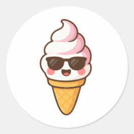 Cool Kawaii Ice Cream Ronde Sticker