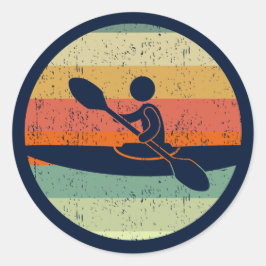 Cool Kayak Sunset Ronde Sticker