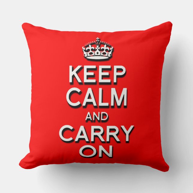 Cool Keep Calm and Carry On Rood Kussen (Voorkant)