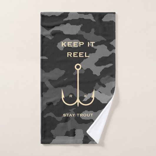 Cool Keep it Reel Vist Funny Vaderdag Camo Bad Handdoek (Handdoek)