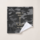 Cool Keep it Reel Vist Funny Vaderdag Camo Bad Handdoek (Wasdoekje)