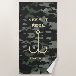 Cool Keep it Reel Vist Funny Vaderdag Camo Strandlaken