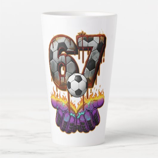 Cool keeper voetbal shirt nummer 67 kunst latte mok (Voorkant)