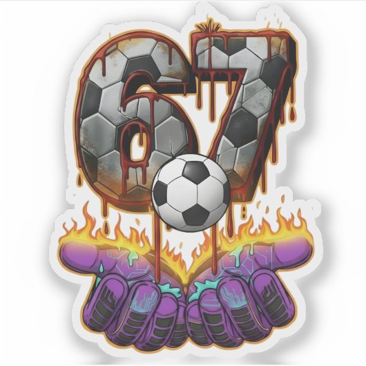 Cool keeper voetbal shirt nummer 67 kunst sticker (Voorkant)