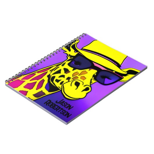 Cool Kerel Giraffe in een zonnebril. bewerkbaar Notitieboek (Linkerzijde)