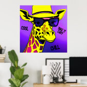 Cool Kerel Giraffe in een zonnebril. bewerkbaar Poster (Thuiskantoor)