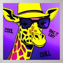 Cool Kerel Giraffe in een zonnebril. bewerkbaar Poster