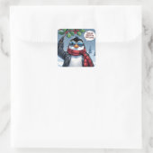 Cool kerst-pinguïnontwerp – “Chillen” Vierkante Sticker (Tas)