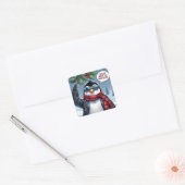 Cool kerst-pinguïnontwerp – “Chillen” Vierkante Sticker (Envelop)
