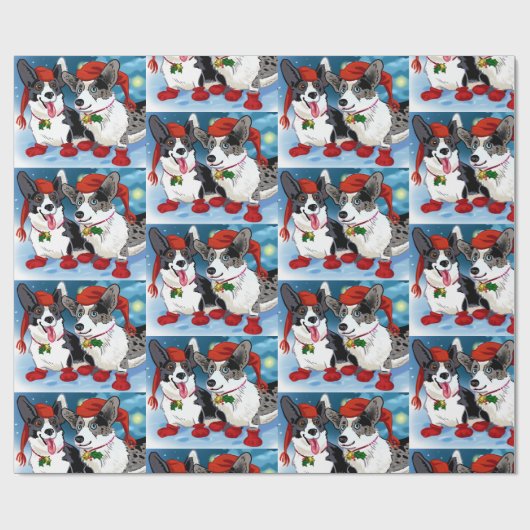 Cool Kerstcorgis Cadeaupapier (Vlak)