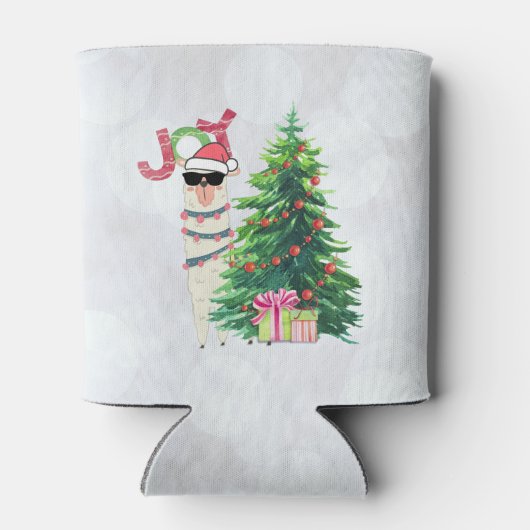 Cool Kerstllama | Joy Typografie Blikjeskoeler (Achterkant)