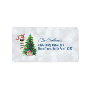 Cool Kerstllama Joy Typografie Bokeh Back Etiket