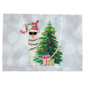 Cool Kerstllama | Joy Typografie | Bokeh Back Groot Cadeauzakje (Achterkant)