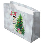 Cool Kerstllama | Joy Typografie | Bokeh Back Groot Cadeauzakje (Achterkant Gekanteld)
