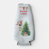 Cool Kerstllama | Joy Typografie Flesjeskoeler (Voorkant)