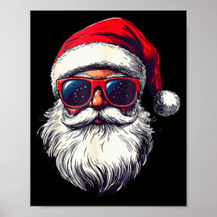 Cool Kerstman Gezicht Retro Zonnebril Kerstmannen  Poster