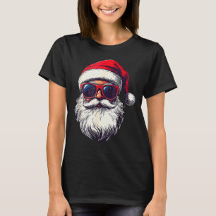 Cool Kerstman Gezicht Retro Zonnebril Kerstmannen T-shirt