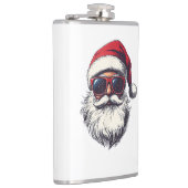 Cool Kerstman Gezicht Retro Zonnebril Kerstmis M Heupfles (Rechts)