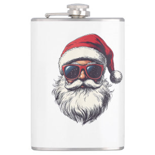Cool Kerstman Gezicht Retro Zonnebril Kerstmis M Heupfles