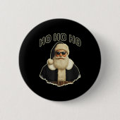 Cool Kerstman met zwarte hoed en zonnebril Grafisc Ronde Button 5,7 Cm (Voorkant)