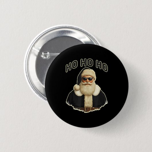Cool Kerstman met zwarte hoed en zonnebril Grafisc Ronde Button 5,7 Cm (Voorkant /achterkant)