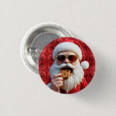 Cool Kerstman Ronde Button 3,2 Cm (Voorkant /achterkant)