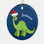 Cool Kerstmis Kinder Dinosaur Blue Keramisch Ornament (Links)