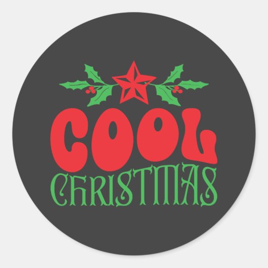 Cool Kerstmis – Leuke Retro Kerststicker Ronde Sticker (Voorkant)
