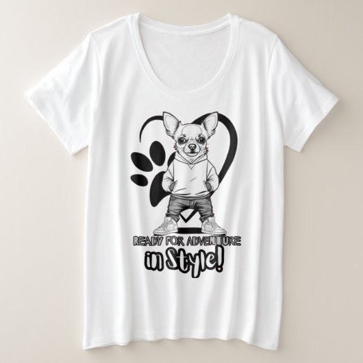 Cool Kicks, Cooler Pup: modieuze Chihuahua Grote Maat T-shirt (Design voorkant)