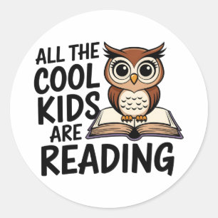 “Cool Kids” Boekenwurm Ronde Sticker