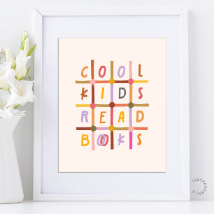Cool Kids Read Books Kleurrijke Grid Typografie Ku Poster