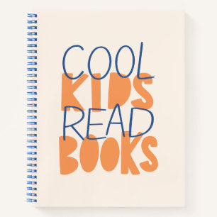 Cool Kids Read Books Oranje en Blauwe Typo Notitie Notitieboek
