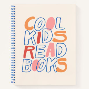 Cool Kids Read Books Retro Meerkleurige Schriften Notitieboek