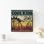 Cool Kids Ride Roller Coasters Funny Coaster Train Vierkante Klok (Huis)