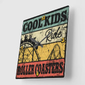 Cool Kids Ride Roller Coasters Funny Coaster Train Vierkante Klok (Hoek)