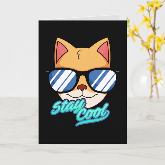 COOL KIND CAT BIRTHDAY KINDER WENSKAARTEN KAART (Gele Bloem)