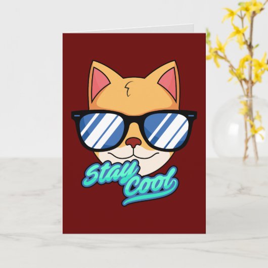 COOL KIND CAT BIRTHDAY KINDER WENSKAARTEN KAART (Gele Bloem)